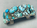 Fascinating Native American Navajo Large Blue Green Turquoise Sterling Silver Bracelet-Nativo Arts