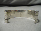 Rare Bisbee Turquoise Vintage Native American Navajo Sterling Silver Inlay Bracelet Old-Nativo Arts