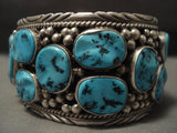 123 Gram Wide Naturtal Turquoise Vintage Navajo Native American Jewelry Silver Bracelet Old-Nativo Arts