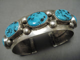Museum Vitnage Native American Navajo Deep Blue Turquoise Sterling Silver Bracelet Old-Nativo Arts
