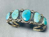 Tremendous Vintage Native American Navajo 5 Turquoise Sterling Silver Bracelet-Nativo Arts
