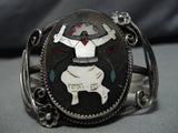 Dancing Kachina Vintage Native American Navajo Sterling Silver Royston Turquoise Bracelet Old-Nativo Arts