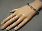 Striking Vintage Navajo Beveled Bangle Sterling Silver Native American Bracelet-Nativo Arts
