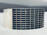 One Of The Best Vintage Native American Navajo Black Stone Sterling Silver Bracelet Cuff-Nativo Arts