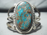 Authentic Vintage Native American Navajo Rare Turquoise Sterling Silver Bracelet Old-Nativo Arts