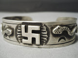 Rare Vintage Native American Navajo Whirling Logs Sterling Silver Snake Bracelet-Nativo Arts