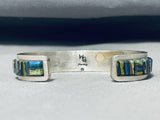 Native American Important Vintage Apache Rainbow Turquoise Sterling Silver Bracelet Signed-Nativo Arts