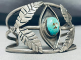 Leaf Protection Vintage Native American Navajo Turquoise Sterling Silver Bracelet Cuff Old-Nativo Arts