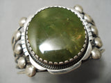 Best Vintage Native American Navajo Verdy Jake Moss Green Turquoise Sterling Silver Bracelet-Nativo Arts
