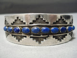 Quality Vintage Native American Navajo Domed Lapis Sterling Silver Bracelet Old-Nativo Arts