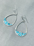 Appealing Native American Navajo Turquoise Chip Inlay Sterling Silver Earrings-Nativo Arts