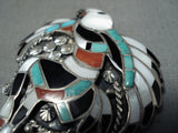 Important Native American Zuni Master Vintage Eagle Dancer Turquoise Sterling Silver Pin-Nativo Arts