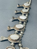 Authentic Vintage Native American Navajo Pearl Sterling Silver Squash Blossom Necklace-Nativo Arts