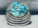 One Of Best Heavy 145 Gram Vintage Native American Navajo Turquoise Sterling Silver Bracelet-Nativo Arts