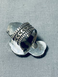 Fantastic San Felipe Signed Kingman Turquoise Sterling Silver Bear Ring-Nativo Arts