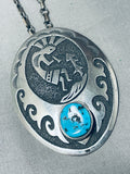 Authentic Thomas Singer Vintage Native American Navajo Turquoise Sterling Silver Necklace-Nativo Arts