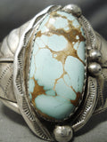 Museum Vintage Native American Navajo #8 Turquoise Sterling Silver Leaf Bracelet Old-Nativo Arts
