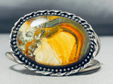 Natural Ancestor Face Vintage Native American Navajo Petrified Wood Sterling Silver Bracelet-Nativo Arts