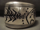 126 Grams Incredibly Wide Vintage Navajo Thomas Singer Kokopelli Native American Jewelry Silver Bracelet-Nativo Arts