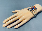 Colorful Native American Navajo Lapis Coral Jet Inlay Kokopelli Sterling Silver Bracelet-Nativo Arts