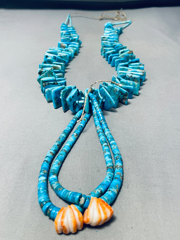 300 Gram Mind Boggling Vintage Santo Domingo Turquoise Heishi Jacla Necklace-Nativo Arts