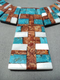Native American One Of The Most Intricate Santo Domingo Turquoise Inlay Necklace-Nativo Arts