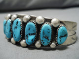 Important Hallmark Vintage Native American Navajo Tommy Moore Turquoise Sterling Silver Bracelet-Nativo Arts