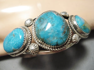 Noteworthy Native American Navajo Pilot Mountain Turquoise Sterling Silver Bracelet-Nativo Arts