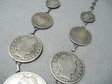 Fascinating Signed Navajo Native American Silver Coins Necklace-Nativo Arts