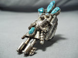 Huge Katsina Navajo Turquoise Sterling Silver Ring Native American-Nativo Arts