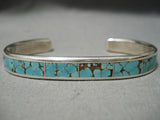 Important Rare Vintage Native American Zuni #8 Turquoise Sterling Silver Native Bracelet-Nativo Arts