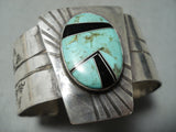 Incredible Vintage Native American Navajo Royston Turquoise Inlay Sterling Silver Bracelet-Nativo Arts