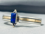 Dynamic Native American Navajo Lapis Sterling Silver Bracelet Signed Alvin Monte-Nativo Arts