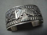 Important Sunny Reeves Native American Navajo Sterling Silver Thunderbird Bracelet-Nativo Arts