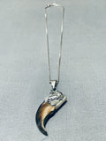 Authentic Vintage Native American Navajo Bear Sterling Silver Necklace-Nativo Arts
