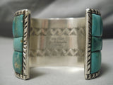 One Of The Best Native American Green Turquoise Inlay Sterling Silver Bracelet-Nativo Arts