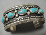 Heavy!! Vintage Native American Navajo Sterling Silver Royston Turquoise Leaf Bracelet-Nativo Arts