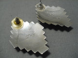 Important Huge Vintage Native American Navajo Storyteller Sterling Silver Earrings Old-Nativo Arts