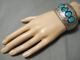 Important 3d Technique Vintage Native American Navajo Turquoise Sterling Silver Bracelet-Nativo Arts