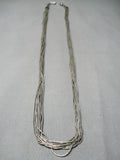 Very Old Vintage Native American Navajo Sterling Silver Tubule Heishi Necklace Old-Nativo Arts