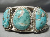 Outstanding Vintage Native American Navajo Pilot Mountain Turquoise Sterling Silver Bracelet-Nativo Arts
