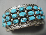 Huge Heavy Thick Vintage Native American Navajo Turquoise Sterling Silver Bracelet Old-Nativo Arts