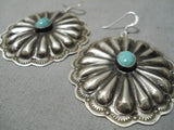 Amazing Vintage Native American Navajo Repoussed Sterling Silver Rose Lincoln Earrings-Nativo Arts