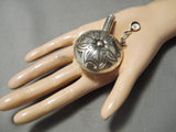 Detailed Completely Handmade Vintage Native American Navajo 3d Sterling Silver Flask Pendant-Nativo Arts