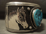 129 Grams Super Wide Vintage Navajo Native American Jewelry jewelry Thomas Singer Turquoise Bracelet-Nativo Arts