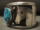 129 Grams Super Wide Vintage Navajo Native American Jewelry jewelry Thomas Singer Turquoise Bracelet-Nativo Arts