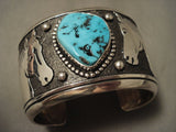 129 Grams Super Wide Vintage Navajo Native American Jewelry jewelry Thomas Singer Turquoise Bracelet-Nativo Arts