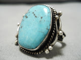One Of The Best Vintage Native American Navajo Blue Diamond Turquoise Sterling Silver Ring Old-Nativo Arts