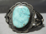 One Of Best Vintage Native American Navajo Sterling Silver Coil Carico Lake Turquoise Bracelet-Nativo Arts