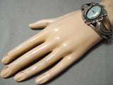 High Grade Vintage Native American Navajo #8 Turquoise Sterling Silver Leaf Bracelet Old-Nativo Arts